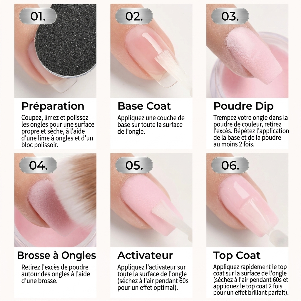 Kit Poudre à tremper pour ongle sans UV