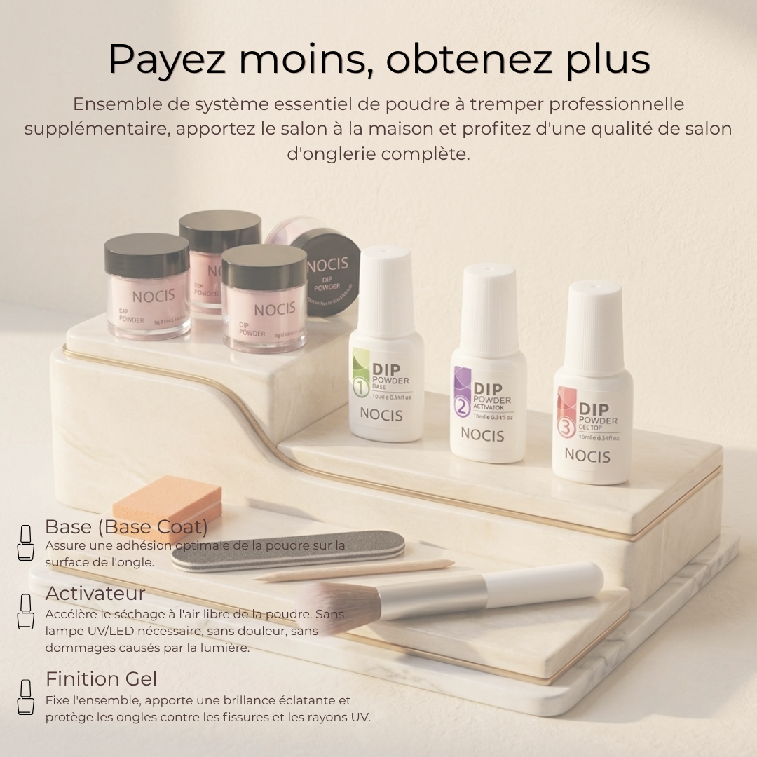 Kit Poudre à tremper pour ongle sans UV